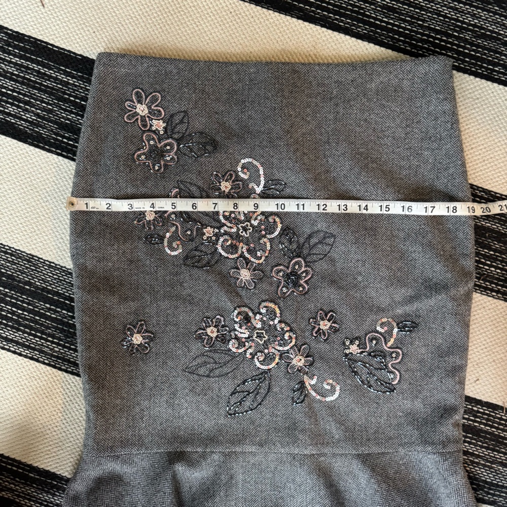 Laundry By Shelli Segal 2pc Wool Skirt Suit Herringboned Flower Embroidery - Picture 12 of 16